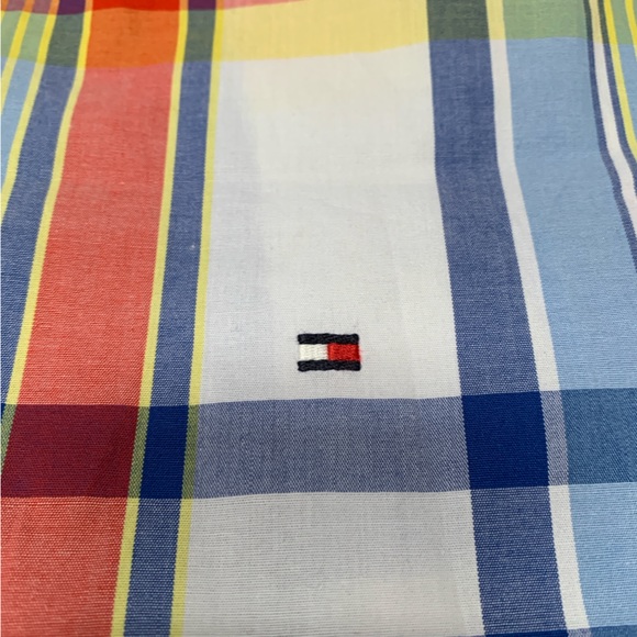 Tommy Hilfiger Shirt Mens Medium Red Blue Yellow Long Sleeve Button Down Plaid - Picture 4 of 10